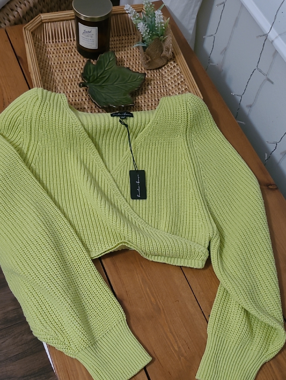 Lime Green Cropped Summer Sweater NWT